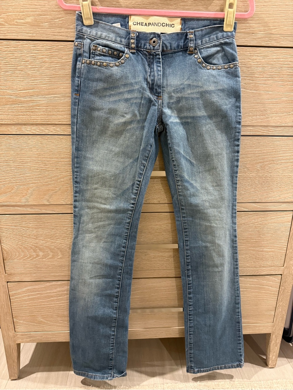 Moschino Cheap and Chic Blue Straight Jeans with Stud Detailing-4